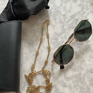 Valentino hexagonal sunglasses with detachable chain